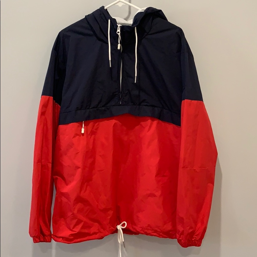 H&M Men Red and Dark Blue Lightweight Windbreaker